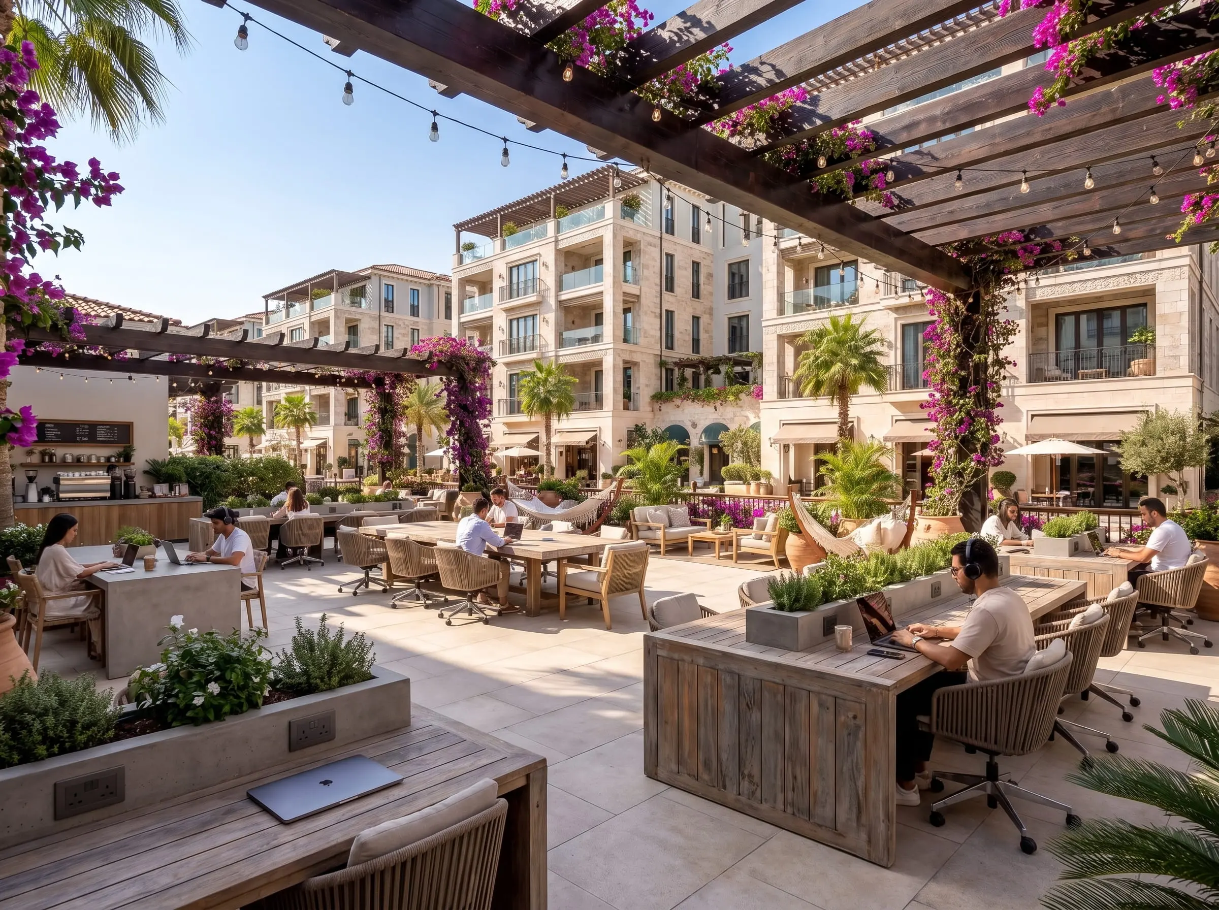Outdoor co-working terrace